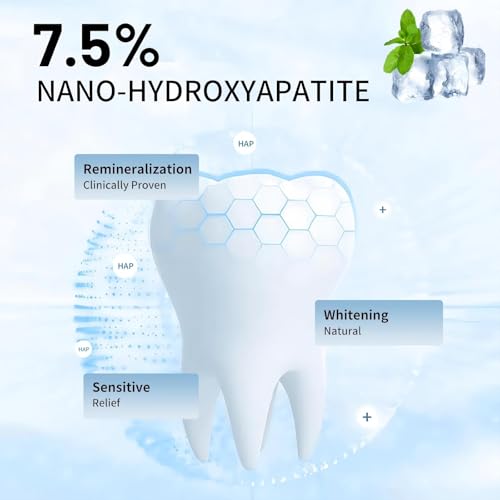 7.5% Hydroxyapatite Toothpaste, 7.5% Hydroxyapatite Toothpaste for Advanced Enamel Protection, Appropriate for Sensitive Teeth, Gentle and Effective Formula, Fresh Mint (3) 3