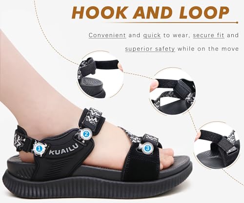 KuaiLu Womens Orthopedic Walking Sandals with Arch Support Recovery Cushion 9 Black