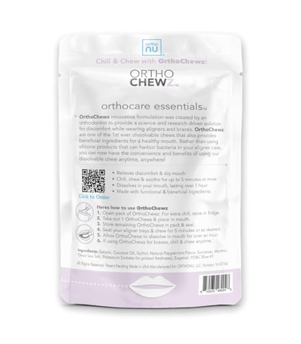 Ortho Chewz, Aligner Chew with Icy Mint Flavor, Orthodontic Chomper for Seating Aligners, Retainers and Oral Relief, Chew and Soothe, Dissolves in Mouth