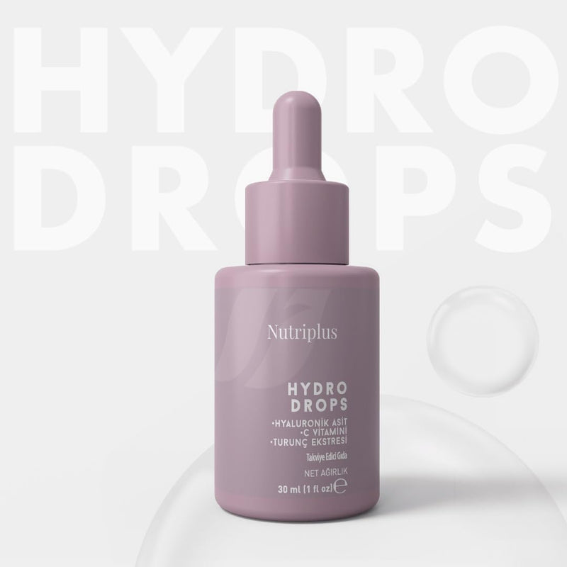 FARMASi Nutriplus Hydro Drops with Hyaluronic Acid, Sugar Free, 1 fl oz | Vitamin C & Citrus Extract For Antioxidant Protection, Skin Hydration, Antioxidant Support, Tasteless Liquid Supplement