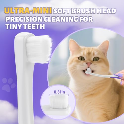 Cat Toothbrush and Toothpaste Kit + Cat Toothbrush for Daily Teeth Cleaning