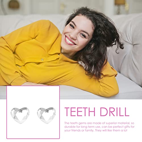 POPETPOP Heart-Shaped Teeth Gems 10Pcs Crystal Tooth Jewelry Removable DIY Teeth Decoration for Festive Occasions and Unique Smile Accessories