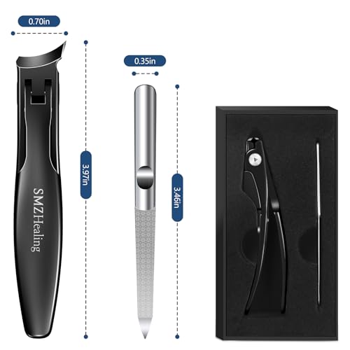 Slanted Toenail Clippers, Wide Opening Ingrown Nail Clippers for Men Black 2pcs