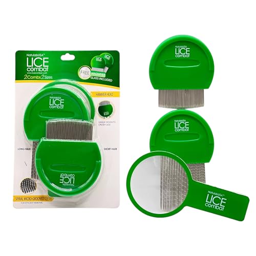Lice Combat Treatment Kit | Shampoo, Leave-in Cream, Two Combs and Magnifying Glass | Manages Super Lice & Nits | Repels & Prevents | Pesticide Free | 100% Natural Essential Oils