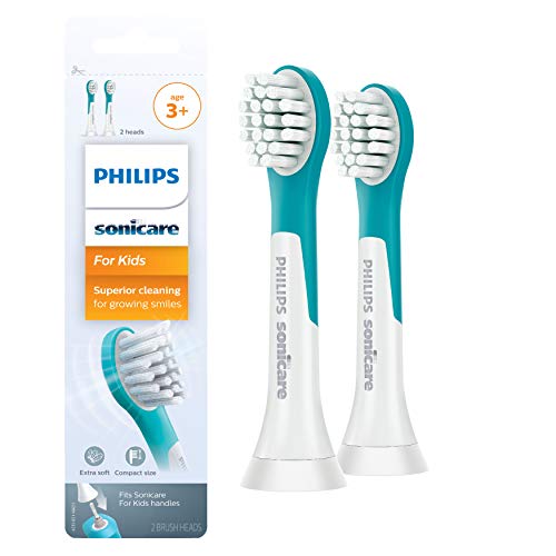 Philips Sonicare for Kids 3+ Genuine Replacement Toothbrush Heads, 2 Brush Heads, Turquoise and White, Compact, HX6032/94 & Genuine W DiamondClean Toothbrush Heads, 2 Brush Heads, Black, HX6062/95