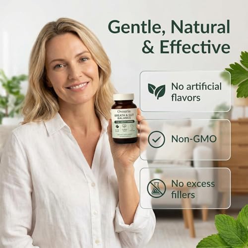 Ovouria Breath and Gut Balance, 7-in-1 Advanced Formula with Magnesium Citrate, Zinc Gluconate, Probiotic Blend, Fresh Breath, Chronic Halitosis & Gut Health, 60 Capsules 1pcs