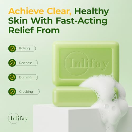 Inlifay Tolnaftate 1% Antifungal Bar Soap : Athletes Foot Ringworm Jock Itch Fast Itch Relief Tea Tree Oil Non-Greasy Anti-Fungal Bar Wash for Gym-Goers & Active Adults Green 8 Ounce (Pack of 1)
