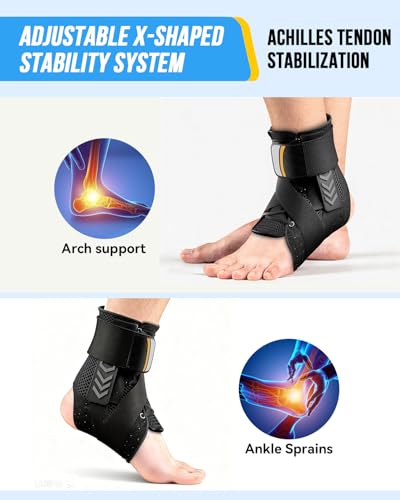 Ankle Brace for Sprained Ankle, Quick Lace-Up Ankle Support Medium Black