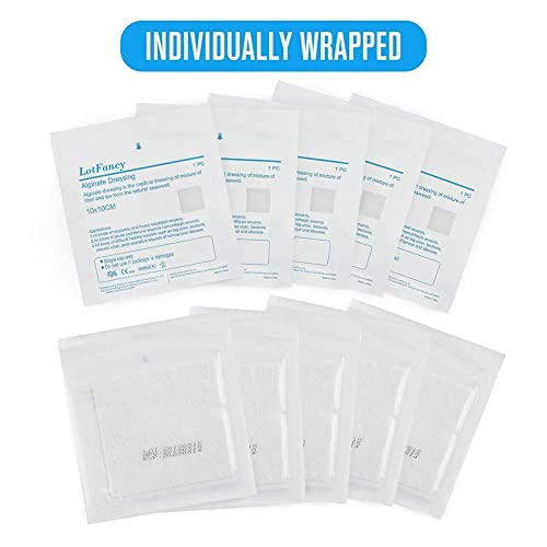 10PCS Calcium Alginate Wound Dressing Pads, 4.25"x 4.25" and Emergency Wound Closures Laceration Repair Kits 4-Count Bundle
