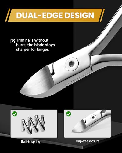 Toenail Clippers, Professional Ingrown Nail Clippers for Men Women& Seniors, Toenail Clippers for Thick Toenails, Premium Quality Stainless Steel Nail Clippers with Super Sharp Curved Blades