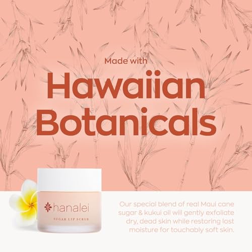 Hanalei Vegan Sugar Lip Scrub Exfoliator (22g) + Lip Balm Variety Pack (5 Tubes) – Hydrating Lip Care with Kukui Oil, Shea Butter & Beeswax – Smooth, Nourish & Protect Lips