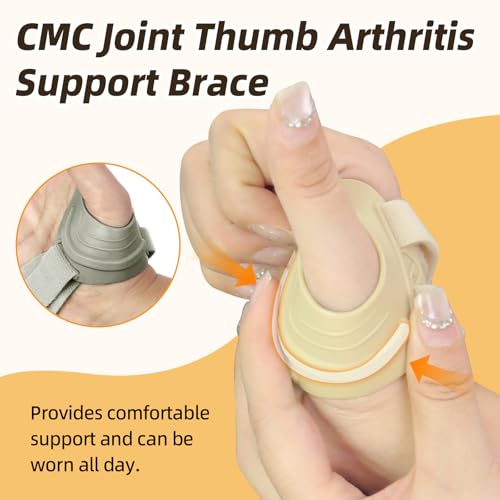 CMC Thumb Brace, Osteoarthritis Thumb Splint(Right Hand,Khaki,L) Khaki-Right Hand Large