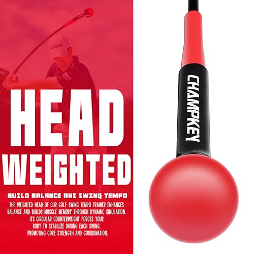 CHAMPKEY Professional Golf Swing Trainer with Customizable Size Grip - Come with 2 Golf Alignment Sticks - Choose Grip Size and Swing Training Aid Length Oversize （Grip Size） 40 Inches