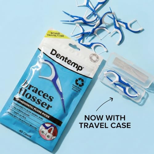Dentemp Braces Flosser - Designed for Braces for an Easy & Effective Clean, Ultra Strong Floss - 40 Count (Pack of 4) - (Packaging May Vary) 40 Foot (Pack of 4)