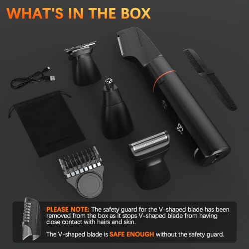 MAXGROOM Manscape Body Hair Trimmer for Men, Waterproof Pubic, Groin & Ball Shaver, No-Nick Mens Electric Grooming Kit with LED Display, USB Rechargeable, Adjustable Guide Comb Black