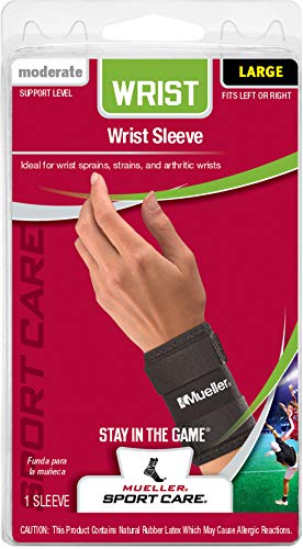 MUELLER Sports Medicine Wrist Sleeve, Wrist Pain Relief Support for Men and Women, Ideal for Carpal Tunnel, Tendinitis, Arthritis, Black, Medium