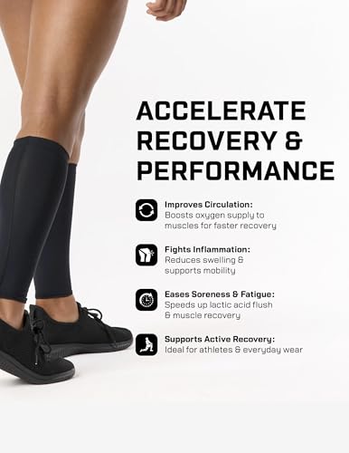 DFND Unisex Active Ax Compression Calf Sleeve (2 Pack) – Black – X-Large
