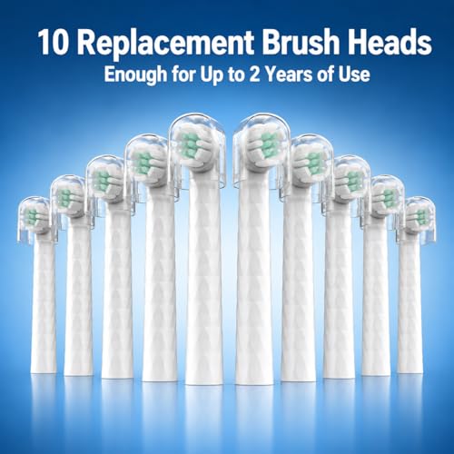Replacement Heads Compatible with Quip Rev 360 Oscillating Electric Toothbrush,with Cover Cap,10 Pack (White, Medium) White 1 Count (Pack of 10)