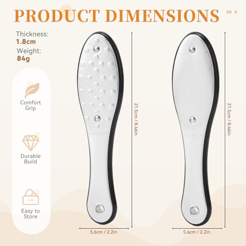 Dual-Sided Foot File Callus Remover (1 PCS), Metal Foot Scraper Black