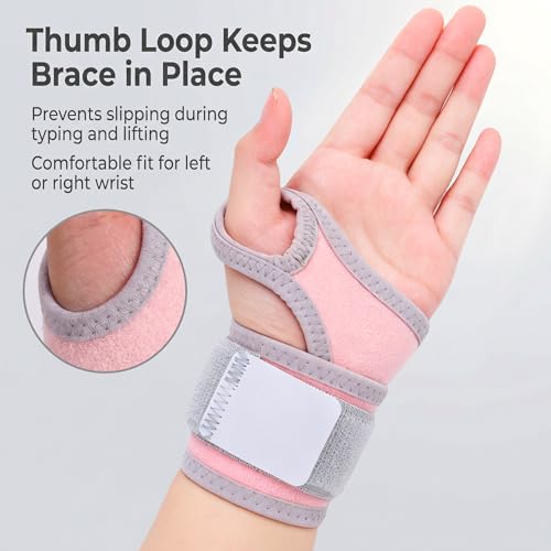2-Pack Wrist Wraps, Breathable Adjustable Wrist Support for Workouts & Daily Use, Unisex Wrist Brace for Carpal Tunnel Tendonitis Pain Relief, One Size Fits All (Pinka)