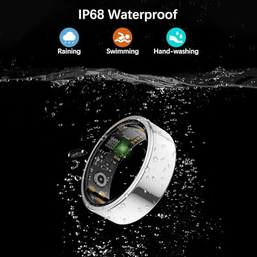 Smart Health Ring for Women Men, Fitness Tracker Ring with Heart Rate, Blood Oxygen, Sleep Tracker, Step Tracker, No Subscription Fee, IP68 Waterproof Smart Ring for iphone & Android (Silver, 10#) Silver 10#