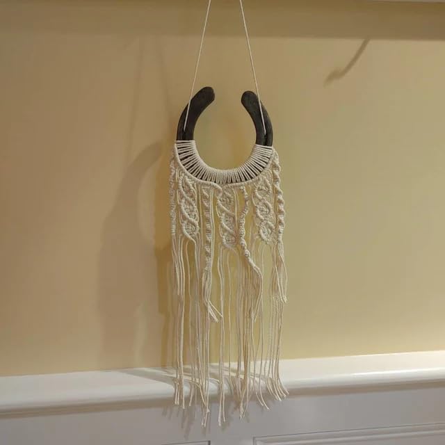 Dielianyi Equestrian Macrame Wall Hanging Equestrian wall art Handmade macrame decor Equestrian-inspired wall hanging horse lover decor (White) White - BeesActive Australia