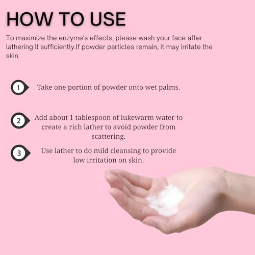 Japanese Powder Face Wash 0.4g 32pcs 1pack - Gentle Exfoliating Enzyme Cleanser for Smooth, Even skin tone - Travel-Friendly & Hygienic - Moisturizing Rice Powder Cleanser - Pink Pink 0.4g 32pcs 1