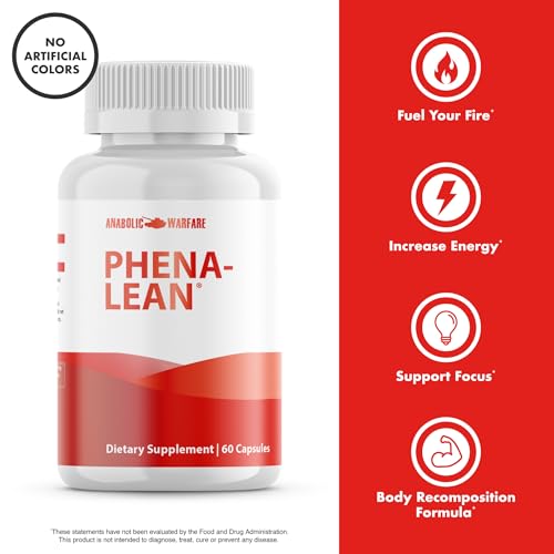 Anabolic Warfare Phena-Lean Premier Supplement from Thermogenic Body Composition Supplement – Fuel Your Fire, Promote Energy, Increase Focus* - 60 Capsules.