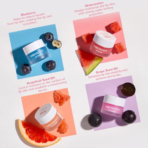 ANRCOLLECT Face and Lip Skincare Set with Clay Mask Set(4 Pack) and 1 Lip Care Kit(1 Lip Scrub and 3 Lip Mask)
