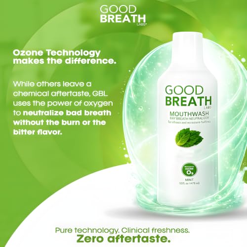 Goodbreath Mouthwash - Mint Mouth Rinse for Chronic Halitosis - New Ozone Technology Oral Rinse - Halitosis Treatment & Bad Breath Neutralizer - Mouthwash for Gum Diseases - Alcohol-Free | 16 Oz 16 Fl Oz (Pack of 1)