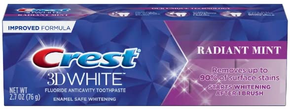 Crest 3D White Toothpaste Radiant Mint, 2.7 Oz (76g) - Pack of 4