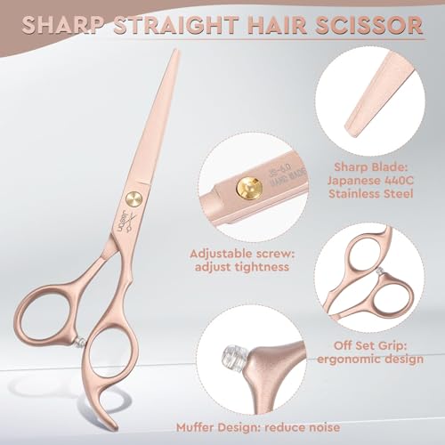 JASON Hair Cutting Scissors Set - 10-Piece Thinning Shears RoseGold 6"
