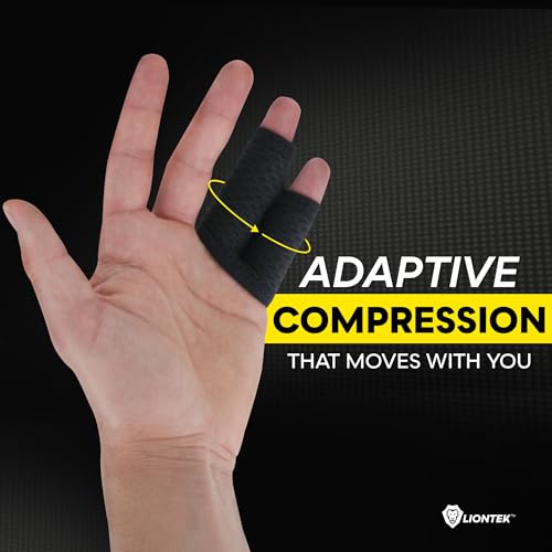 LIONTEK Pinky-Ring Flow Finger Sleeve V3 Pair — Joint Support & Compression for Activity, BJJ, Fitness, Volleyball, Basketball, and More (Large) Large
