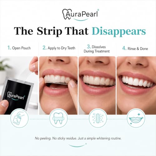 Teeth Whitening Strips for Sensitive Teeth – Peroxide Free & Dissolving Formula, No Residue, Enamel Safe with Nano-Hydroxyapatite, Papain & Bromelain – 28 Strips (14 Treatments)
