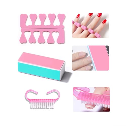 Manicure Kit Set - Nail File and Buffer, Nail Cleaning Brush, Nail Finger Separator for Salon Nail Art