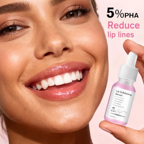 PHA 5% Exfoliating Lip Serum – Overnight Leave-On Treatment for Dry, Cracked Lips, Hydrating Lip Exfoliator & Primer for Smoother, Softer, Plump-Looking Lips (1) 1