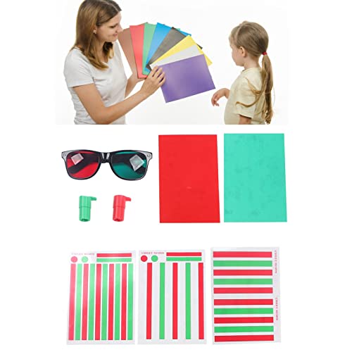 Red Green Vision Correction Cards,ANGGREK Myopia Strabismus Amblyopia Stereo Eye Training Reading Aids Red Green Training Glasses
