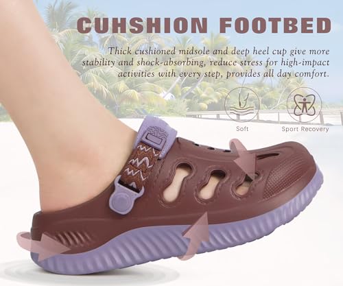 KuaiLu Womens Classic Recovery Clogs Waterproof & Quick Dry Beach Sandals 9 Dark Brown