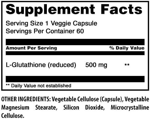 Amazing Formulas Reduced L-Glutathione Supplement | 500 Mg Per Serving | 60 Veggie Capsules | Non-GMO | Gluten Free | Made in USA | (Pack of 3) 60 Count | 3 Pack