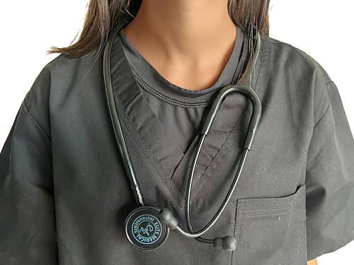 EMI Premium Clinical Light Weight 4oz Dual Head Stethoscope - Stealth Black - For Nurses, Doctors, Medical Professionals, EMT's
