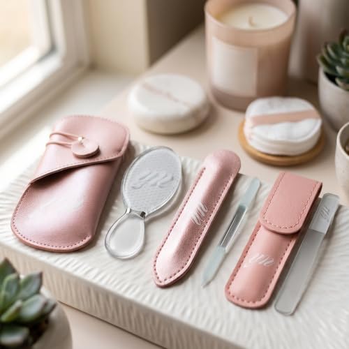 YN Young Nails Glass File Kit - Durable, Etched Glass for Natural Nails, Includes Cuticle Pusher, Foot File & Nail File