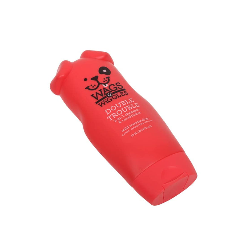Wags & Wiggles Double Trouble 2-in-1 Dog Shampoo & Conditioner | Cleansing and Nourishing Shampoo and Conditioner for Dogs | Fruity Watermelon Scent, 16 Ounces 16 Fl Oz (Pack of 1) 2-in-1 Shampoo & Conditioner - Watermelon - BeesActive Australia