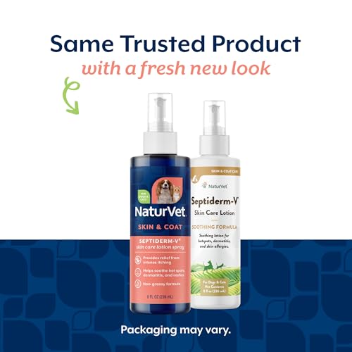 NaturVet Green Tree Septiderm-V Skin Care Lotion for Dogs & Cats – Pet Health Supplement for Dermatitis, Dog Skin Allergies, Itching, Hot Spots, Cat Rashes – Pet Lotion, Grooming Aid – 8 Oz. 8 Fl Oz (Pack of 1)