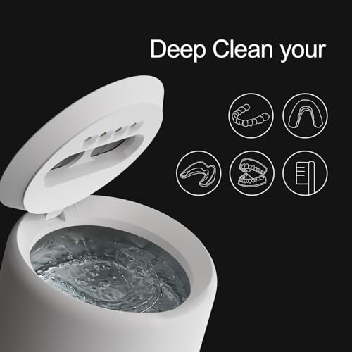 Ultrasonic Retainer Cleaner Machine,45kHz Denture Cleaner White