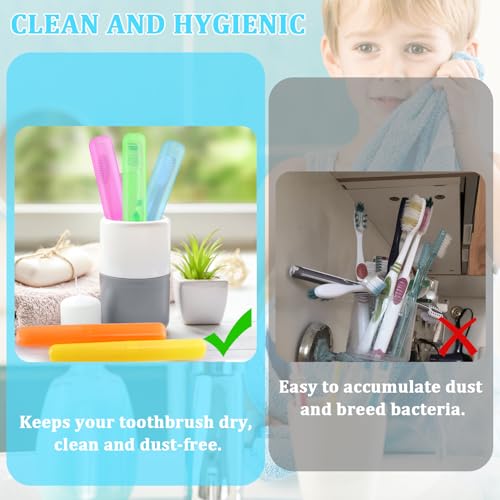 SIKEMAY 50 PCS Travel Toothbrush Holder Bulk, Back to School, Classroom Pencil Case for Kids, Toothbrush Case for Travel, Bathroom, Indoor, Outdoor, Trip, Camping, School 50 pack