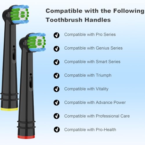 Toothbrush Head Compatible with Oral B Electric Toothbrush, Brush Heads Compatible with Oral B for Cleaning Teeth and Removing Plaque Black 16 Count (Pack of 1)