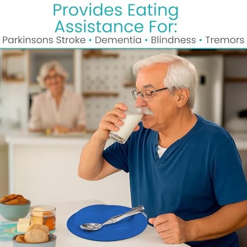 Vive Spill-Proof Scoop Plate, 9" (6 Pack) - Dish with Wall for Disabled, Handicapped, Elderly Adults with Special Needs from Parkinsons, Dementia, Stroke, Tremors with - Non Skid Padded Bottom Blue 1 Count (Pack of 6)