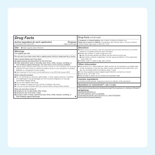 Amazon Basics Tioconazole Ointment 6.5 Percent, 1-Dose Treatment, Vaginal Yeast Infection Treatment for Women, Feminine Care, 0.16 Ounce (Pack of 1) (Previously Care) 0.16 Ounce (Pack of 1)
