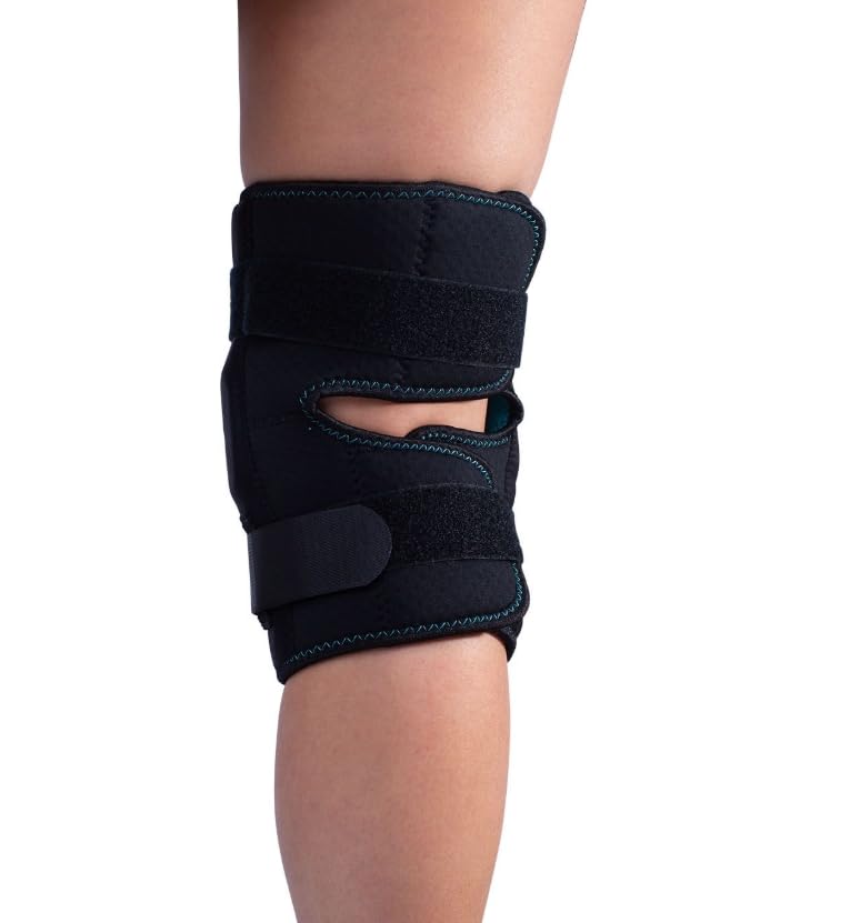 DonJoy Advantage Stabilizing Double Hinged Knee Wrap Brace for Sprains, Strains, Media Lateral Instability, Arthritis, Patella Buttress, Adjustable to fit Large to X-Large 15" to 19"