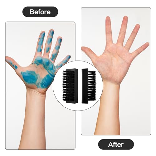 Amabro 2 PCS Hand Nail Brushes, Fingernail Scrubber Brush for Cleaning Hand Toes Black Stiff Bristle Scrub Brush Cleaner for Men Women Mechanics Gardeners Scrubbing Fingers Foot